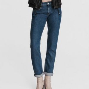 Rag & Bone Dre Low Rise Slim Fit Jeans, Zip Fly Button Closure, Dark Wash